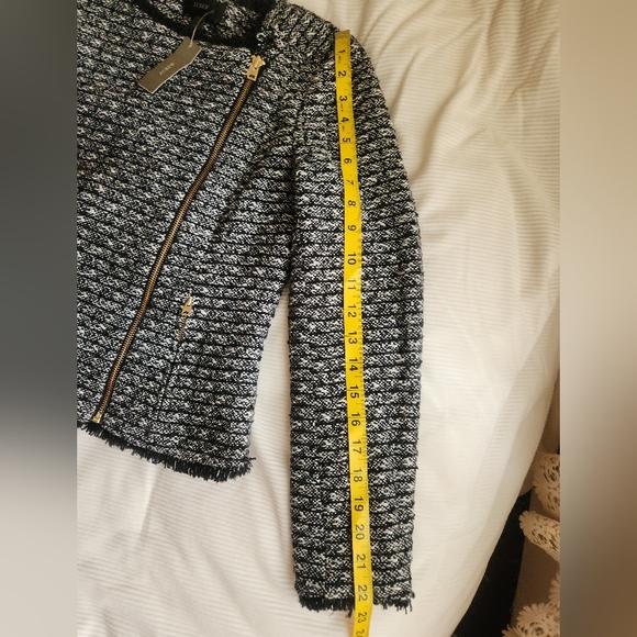 J.crew set woven Tweed Fringe Cropped Jacket/Blazer 4 & skirt 2 navy/off white - Picture 13 of 16